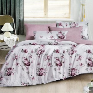 Lenjerie pat dublu, FINET, 6 piese, Gri-Roz, trandafiri Lenjerie pat dublu, FINET, 6 piese, Gri-Roz, trandafiri