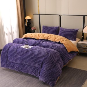 Pilota Groasă cu Fața din Blăniță Artificială de Iepure și Dos din Blăniță Sherpa Maro, Umplutură Vatelină Siliconică, 200x230 cm + 2 fete de perna 50x70cm - Confort Termic Premium și Eleganță pentru Nopți Racoroase, Mov Pilota Groasă cu Fața din Blăniță Artificială de Iepure și Dos din Blăniță Sherpa Maro, Umplutură Vatelină Siliconică, 200x230 cm + 2 fete de perna 50x70cm - Confort Termic Premium și Eleganță pentru Nopți Racoroase, Mov