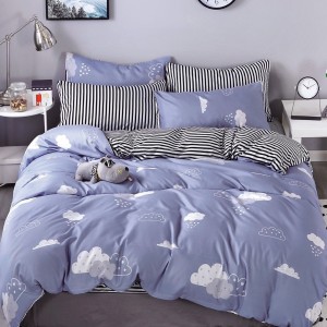 Lenjerie pat 1 PERSOANA, 4 piese, cu ELASTIC,  Gri, norisori