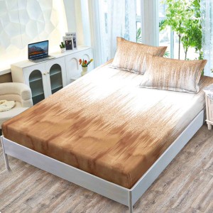 Cearsaf cu elastic, FINET, 160x200cm, 2 fete de perne 50x70cm, Bej, Maro, Degrade – confort și eleganță pentru patul tău