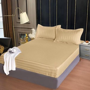 Cearsaf cu elastic, DAMASC FINETAT, 180x200cm, 2 fete de perne 55x80cm, Bej