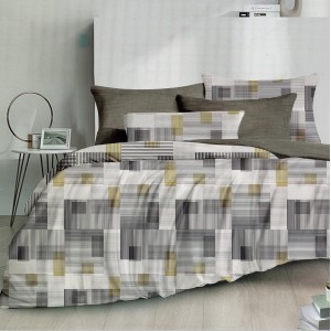 Lenjerie pat dublu, FINET, 6 piese, Grej, abstract Lenjerie pat dublu, FINET, 6 piese, Grej, abstract