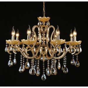 Candelabru RFAN, Model 666-8, Cu Margele Tip Cristal, Metal, 8 X E14, Auriu