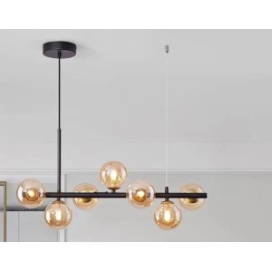 Lustra Tip Pendul RFAN, Model 8323/7, Cu 7 Abajururi, 7 X E27, Negru