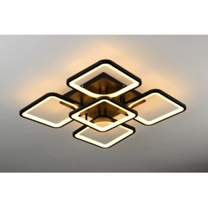 Lustra LED RFAN, Model K40-4+1, Cu Telecomanda, 3 Tipuri De Lumina, Intensitate Reglabila, 182W, Negru