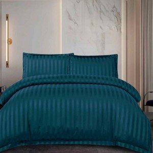 Lenjerie de Pat Dublu, HoReCa, 4 Piese din Damasc Finetat - Lux, Confort și Întreținere Ușoară, Fără Călcare, Turquoise inchis