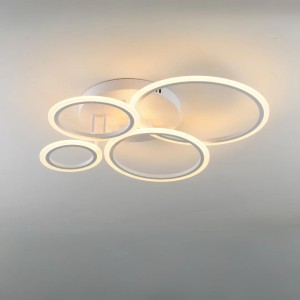Lustra LED RFAN, Model K001-4, Cu Telecomanda, 3 Tipuri De Lumina, Intensitate Reglabila, 118W, Alb