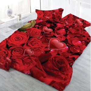 Lenjerie pat dublu, 4 piese, IMPRIMEU 3D Multiplicat, Microfibra, Rosu, trandafiri, inimioare Lenjerie pat dublu, 4 piese, IMPRIMEU 3D Multiplicat, Microfibra, Rosu, trandafiri, inimioare
