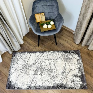 Covor Modern, Elegant, 80x300cm, gros si pufos, SHINNY V1, Gri/Alb Covor Modern, Elegant, 80x300cm, gros si pufos, SHINNY V1, Gri/Alb