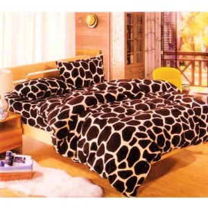 Lenjerie pentru Pat Dublu, Cocolino Premium, 4 Piese – Plușată, Groasă, și Călduroasă, Ideală pentru Iarnă –  Confort Maxim, Antișifonare, Maro, pete