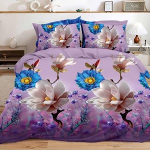 Lenjerie pat dublu, 4 piese, IMPRIMEU 3D Multiplicat Multiplicat, Microfibra, Lila, flori Lenjerie pat dublu, 4 piese, IMPRIMEU 3D Multiplicat Multiplicat, Microfibra, Lila, flori