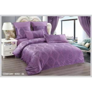 Lenjerie de Pat dublu, din Catifea Royală Velvetto, East Comfort, 6 piese – Răsfăț Premium și Confort de Lux, Cu Tehnologie de Broderie Digitală, Mov