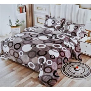 Lenjerie pat dublu, Super Pufoasa COCOLINO, 4 piese, Gri, cercuri