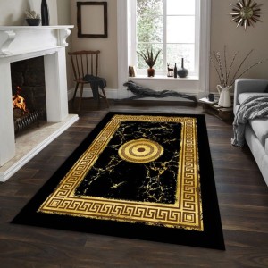 Covor Antiderapant, Design Greek, 180x280cm, Negru/Auriu