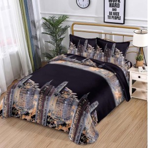 Lenjerie pat 1 PERSOANA, 3 piese, IMPRIMEU 3D Multiplicat, Microfibra, Negru, oras Lenjerie pat 1 PERSOANA, 3 piese, IMPRIMEU 3D Multiplicat, Microfibra, Negru, oras