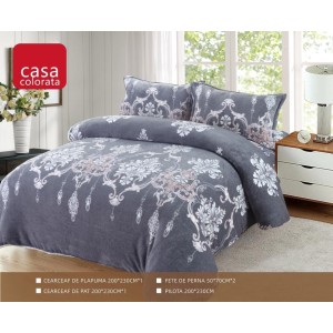 Lenjerie pat dublu, Super Pufoasa COCOLINO, 4 piese, Gri albăstrui, oriental