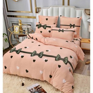 Lenjerie pat dublu, Super Pufoasa COCOLINO, 6 piese, Jojo Home, Roz piersica, fundite