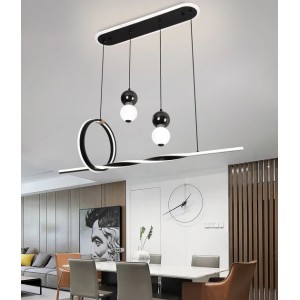 Pendul LED RFAN, Model 1486, Cu Telecomanda, 3 Tipuri De Lumina, Inaltime Reglabila, 107W, Negru