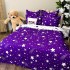 Lenjerie pat dublu,  FINET, 8 piese, cu 2 DRAPERII INCLUSE, Mov, Alb, ploaie de stele [8]
