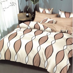 Lenjerie pat dublu,  FINET, 6 piese, Maroniu, abstract