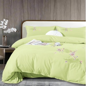 Lenjerie pat dublu, Finet All Season Deluxe cu BRODERIE, 4 piese, Lemon