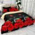 Lenjerie pat dublu, Super Pufoasa COCOLINO cu BLANITA, 4 piese, Negru-Rosu, Trandafiri [3]