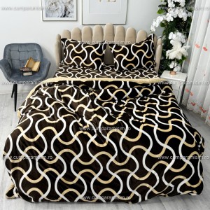 Lenjerie pat dublu, Super Pufoasa COCOLINO cu BLANITA, 4 piese, Bej, model cu linii