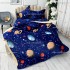 Lenjerie pat dublu, Super Pufoasa COCOLINO cu BLANITA, 4 piese, Bleumarin, planete [9]