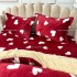 Lenjerie pat dublu, Super Pufoasa COCOLINO cu BLANITA, 4 piese, Rosu, inimioare [7]