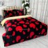 Lenjerie pat dublu, Super Pufoasa COCOLINO cu BLANITA, 4 piese, Negru-Rosu, inimioare [10]