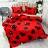 Lenjerie pat dublu, Super Pufoasa COCOLINO cu BLANITA, 4 piese, Rosu-Negru, inimioare [2]