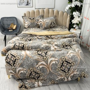 Lenjerie pat dublu, Super Pufoasa COCOLINO cu BLANITA, 4 piese, Bej, model elegant