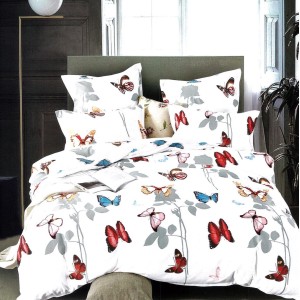 Lenjerie pat dublu, FINET, 6 piese, Alb, fluturi Lenjerie pat dublu, FINET, 6 piese, Alb, fluturi