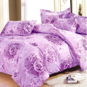 Lenjerie pat dublu, FINET, 6 piese, Mov, trandafiri Lenjerie pat dublu, FINET, 6 piese, Mov, trandafiri