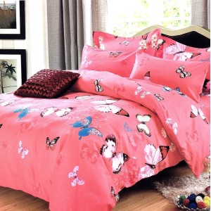 Lenjerie pat dublu, FINET, 6 piese, Roz, fluturasi Lenjerie pat dublu, FINET, 6 piese, Roz, fluturasi