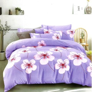 Lenjerie pat dublu,  FINET, 6 piese, Mov, flori