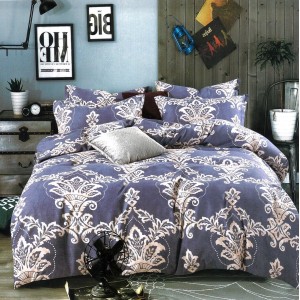 Lenjerie pat dublu,  FINET, 6 piese, Gri, floral