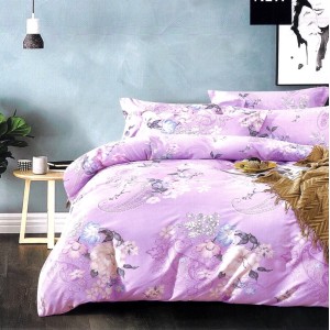 Lenjerie pat dublu, FINET, 6 piese, Mov, floral Lenjerie pat dublu, FINET, 6 piese, Mov, floral