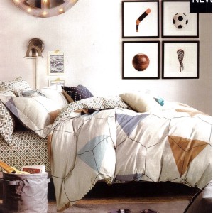 Lenjerie pat dublu, FINET, 6 piese, Bej, forme geometrice Lenjerie pat dublu, FINET, 6 piese, Bej, forme geometrice