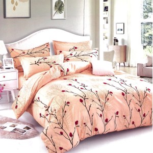 Lenjerie pat dublu,  FINET, 6 piese, Bej, crengute