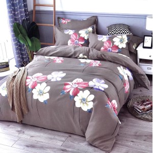 Lenjerie pat dublu,  FINET, 6 piese, Gri, flori