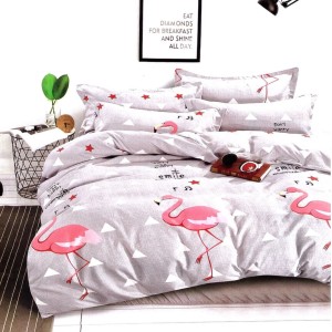 Lenjerie pat dublu, FINET, 6 piese, Gri, flamingo Lenjerie pat dublu, FINET, 6 piese, Gri, flamingo