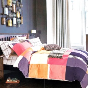 Lenjerie pat dublu,  FINET, 6 piese, Roz, patrate