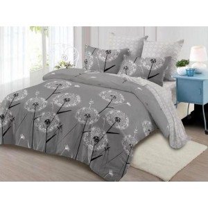 Lenjerie pat dublu,  FINET, cu elastic, 6 piese, Gri, Papadii