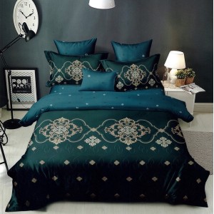 Lenjerie pat dublu,  FINET, 6 piese, Verde, model oriental