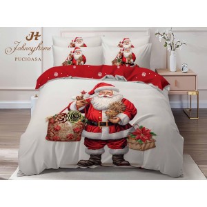 Lenjerie pat dublu, FINET, Digital Print, Craciun, Gri, Roșu, Moș Crăciun Lenjerie pat dublu, FINET, Digital Print, Craciun, Gri, Roșu, Moș Crăciun