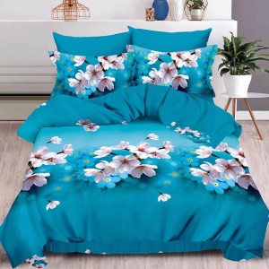 Lenjerie pat dublu, 6 PIESE, IMPRIMEU 3D Multiplicat, Microfibra, Albastru, flori de cires Lenjerie pat dublu, 6 PIESE, IMPRIMEU 3D Multiplicat, Microfibra, Albastru, flori de cires
