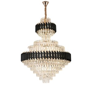 Candelabru RFAN, Model S89001/600x900, Textura Cristal, Metal, 15 X E27, Negru/Auriu