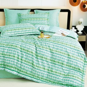 Lenjerie de Pat Dublu, Super Premium,  Finet Ranforsat – Set Exclusivist 6 Piese, Ambalat în Cutie de Lux, Aqua, uni