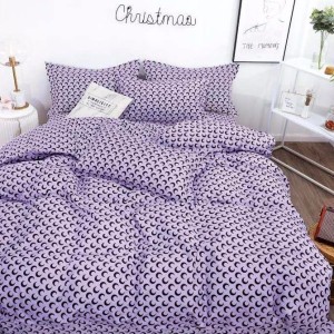 Lenjerie pat dublu cu doua feţe, bumbac satinat, 4 piese,  Mov
